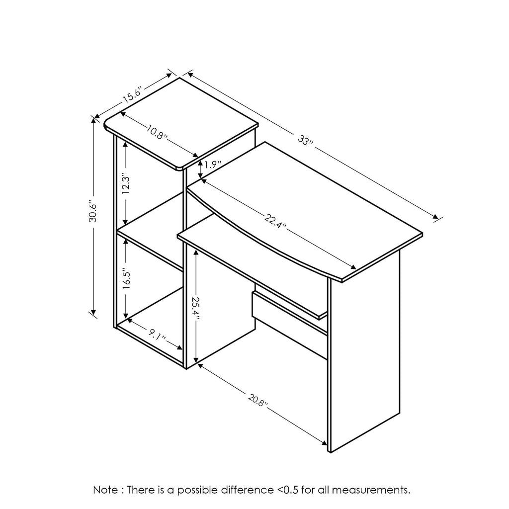 33-inch Wide Desk with 2-Tier Open Shelf Y6430