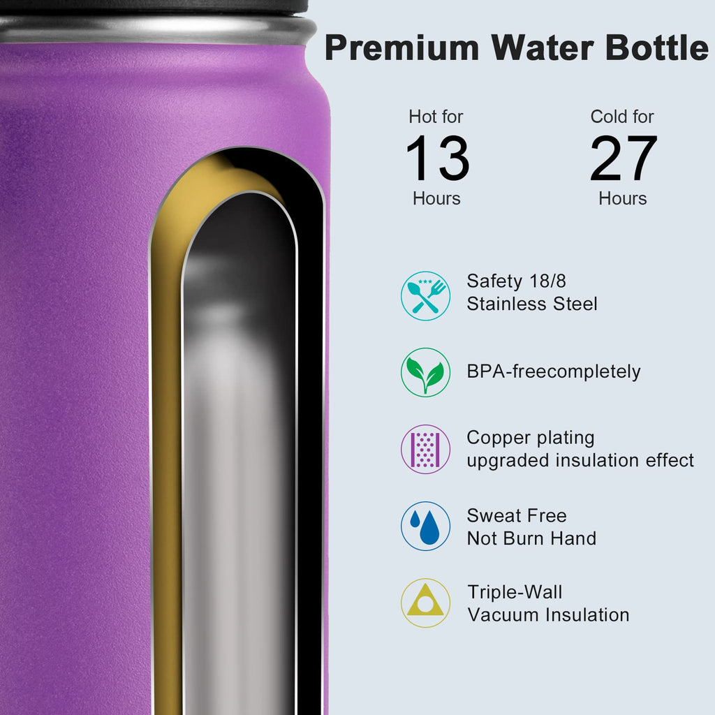 Stainless Steel Vacuum Insulated Water Bottle 16 oz 2 Pack I15128