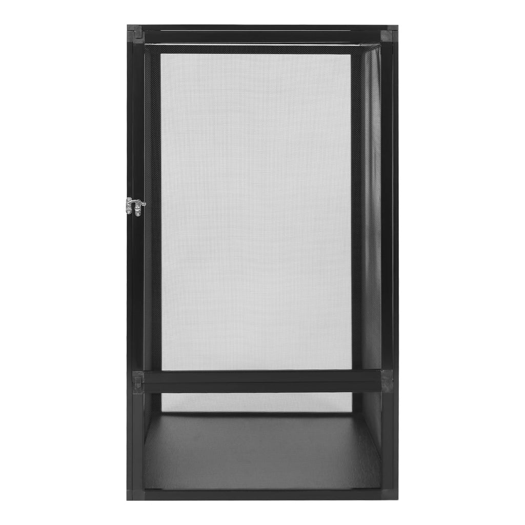 Black Large Aluminum Screen Reptile Terrarium Cage with Locking Latch X510065