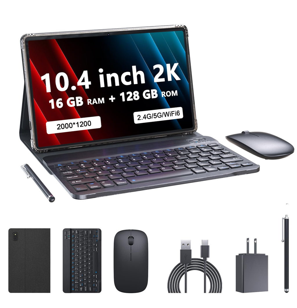 Android 13.0 10.4 Inch 16GB RAM 128GB ROM 2 in 1 Black Tablet P489