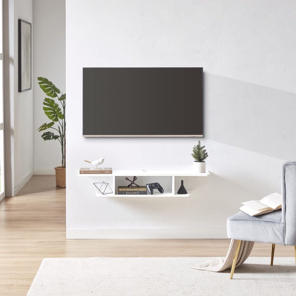 White Floating Wall Mounted TV Stand with Storage S3319