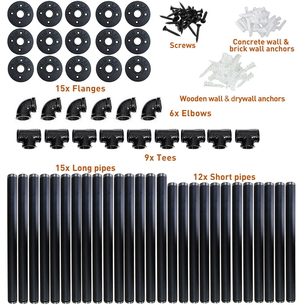 Industrial Iron Pipe 5-Tier Shelves I310