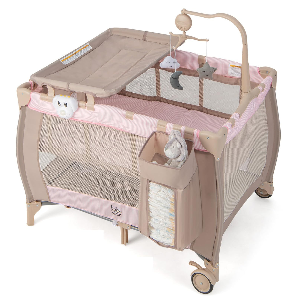 3 in 1 Pink Pack and Play with Bassinet N719