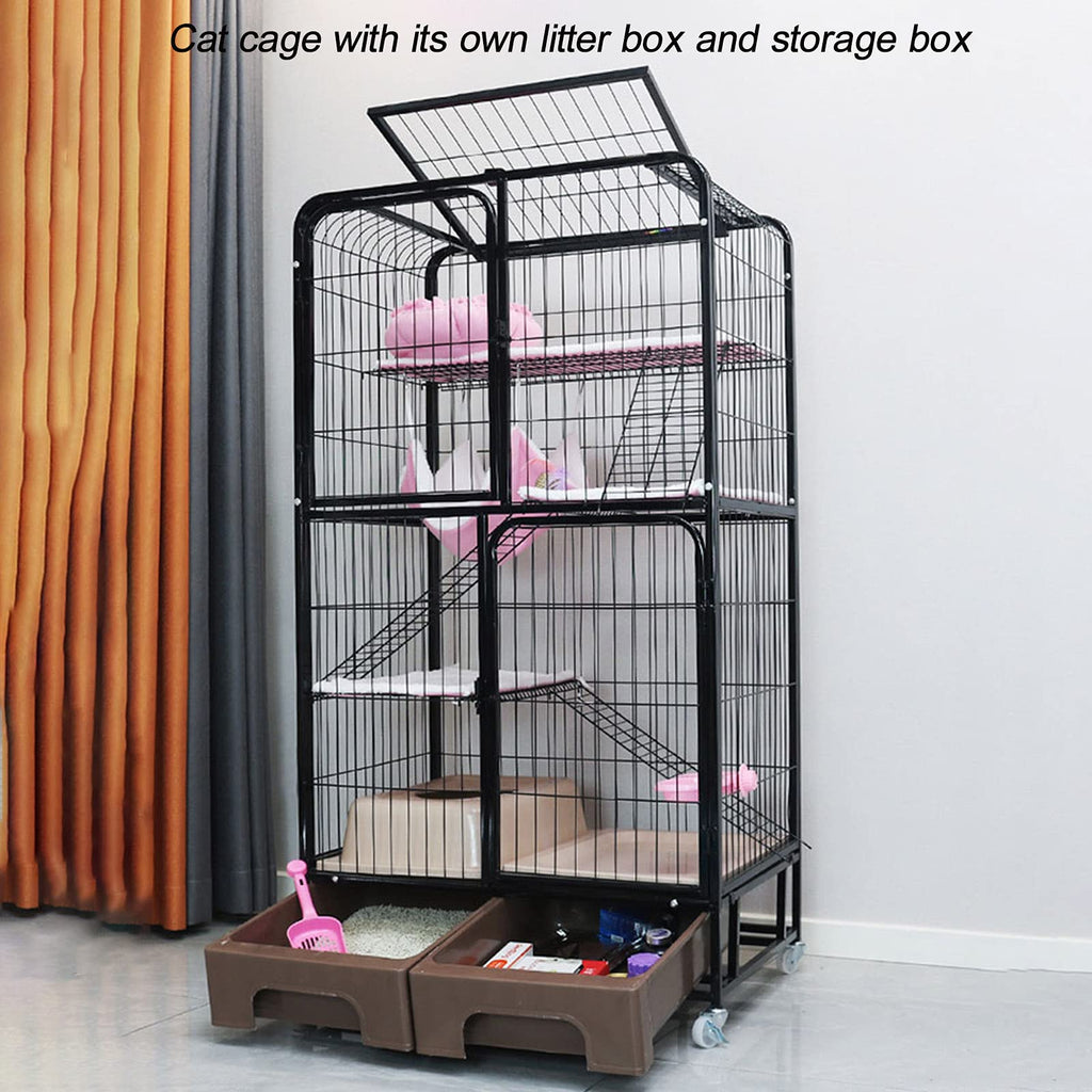 Black Four Layer Metal Cat Cage Dog Crate A311