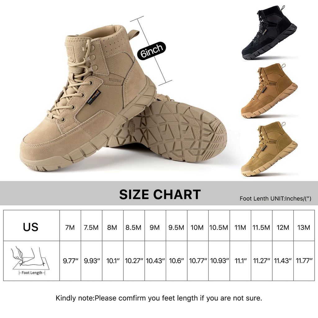 Men's 6 Inches Lightweight Waterproof Suede Leather Work Boots H2185