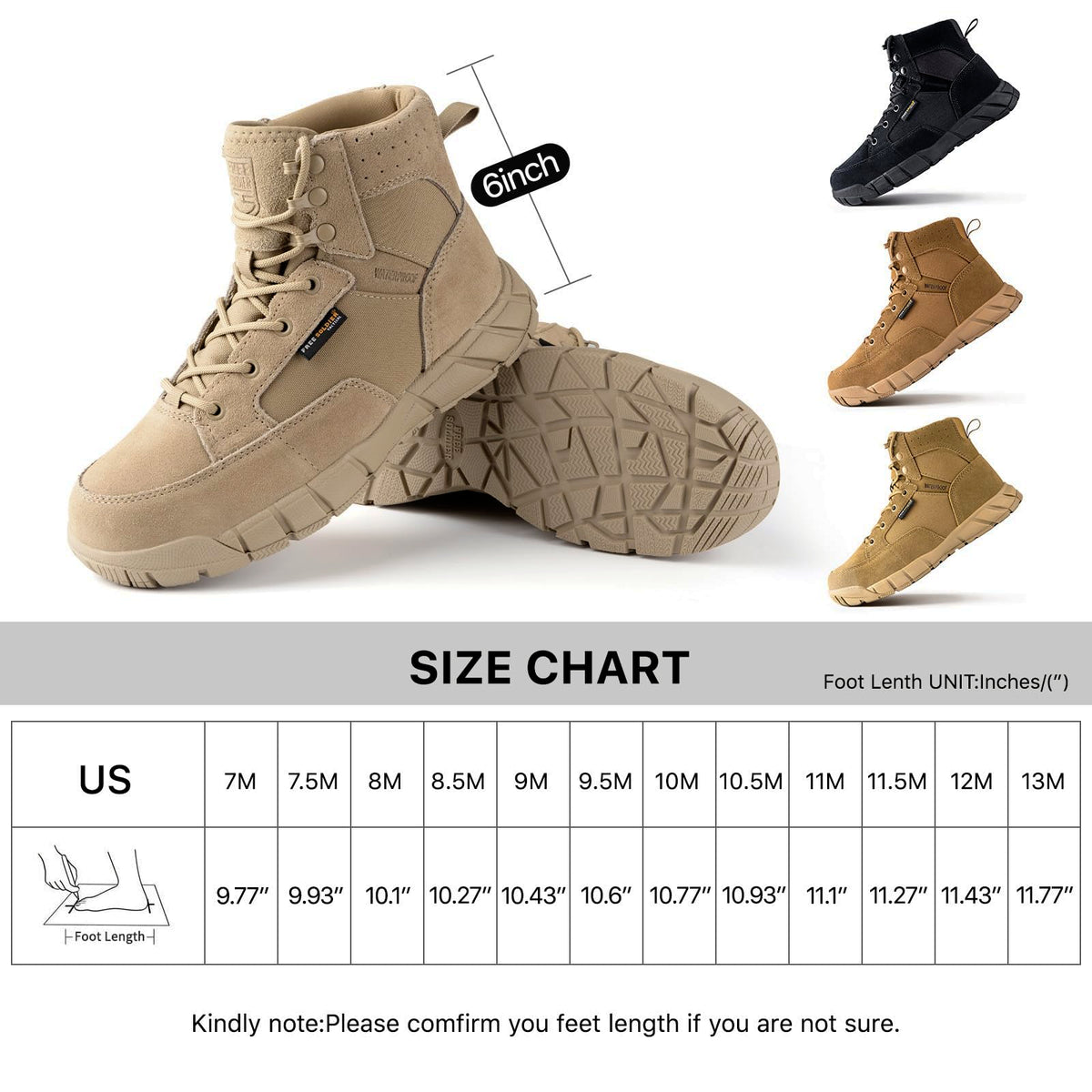 Men's 6 Inches Lightweight Waterproof Suede Leather Work Boots H2185