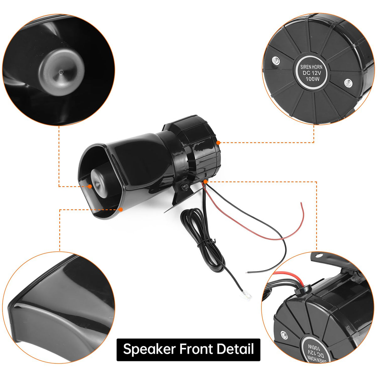 12V 100W 7-Sound Alarm Horn Siren Speaker L23770