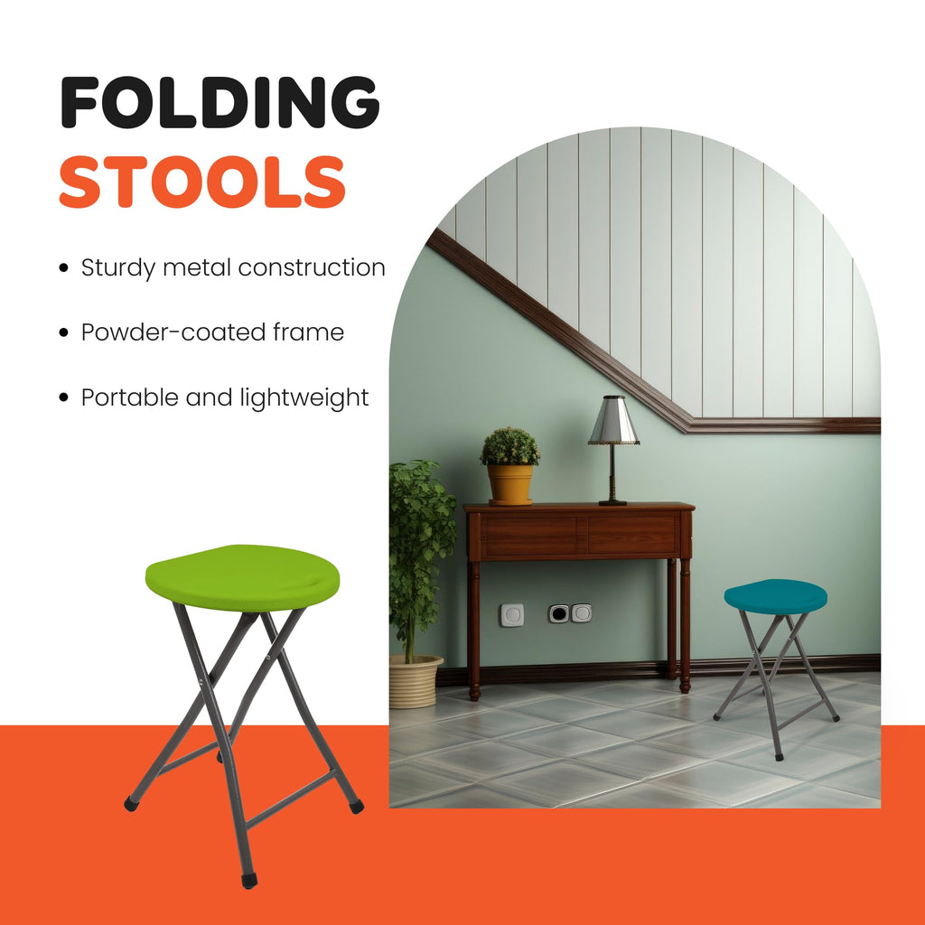 Folding Stools 18.5in Metal Heavy Duty 1 Pack Teal M38928