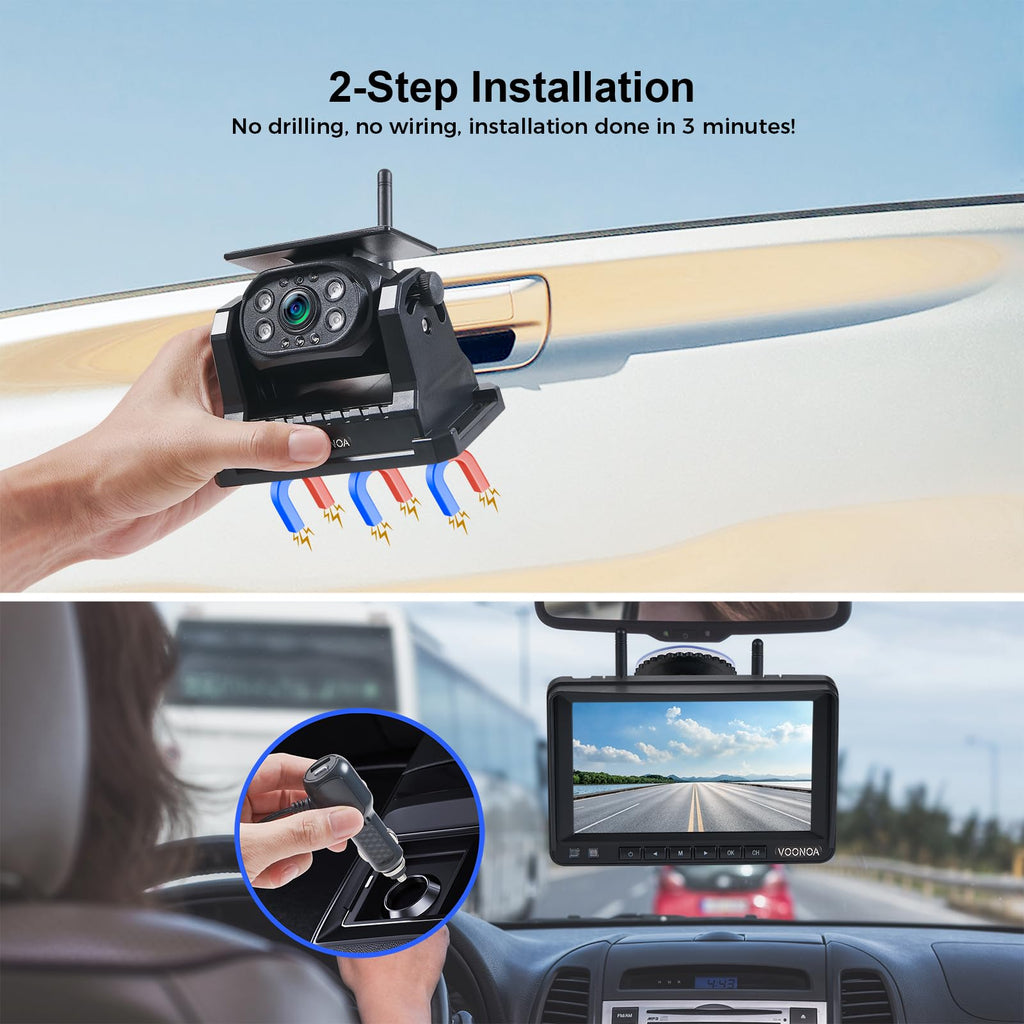 Magnetic Wireless Backup Camera with 7'' HD 1080P DVR Monitor System E216