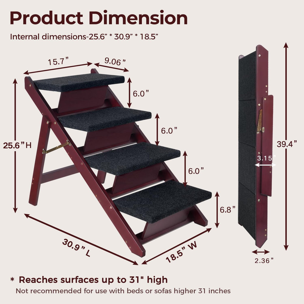 Foldable 4 Steps Wooden Dog Stairs V160810