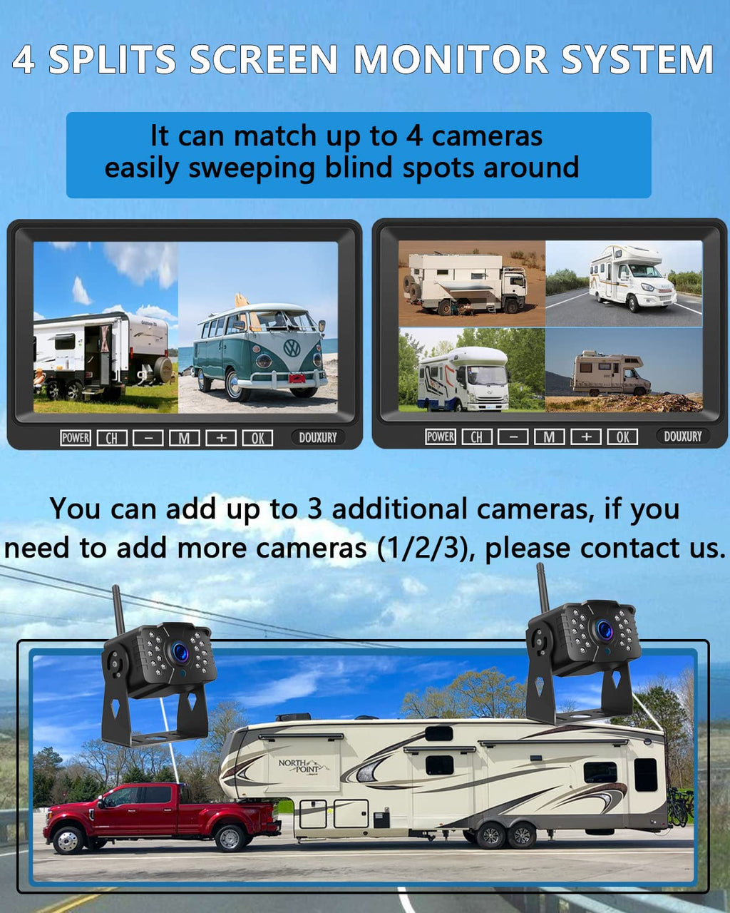 IP69 Waterproof HD 1080P Wireless Backup Camera System with 7" Monitor P350708