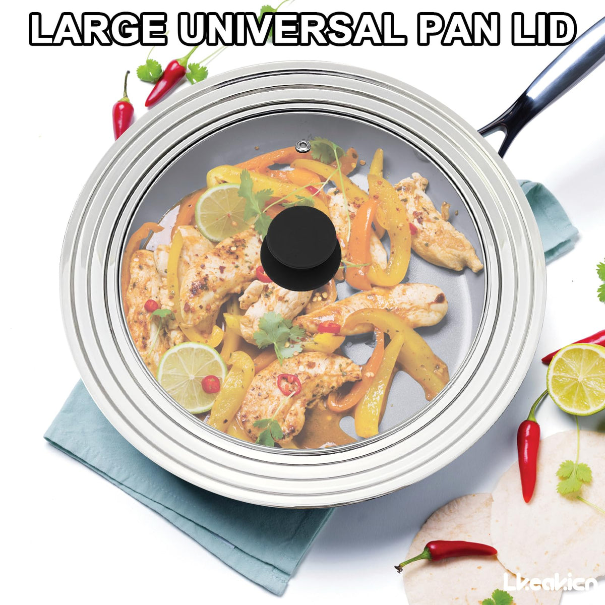 13 Inch Stainless Steel and Tempered Glass Pan Lid Z7103