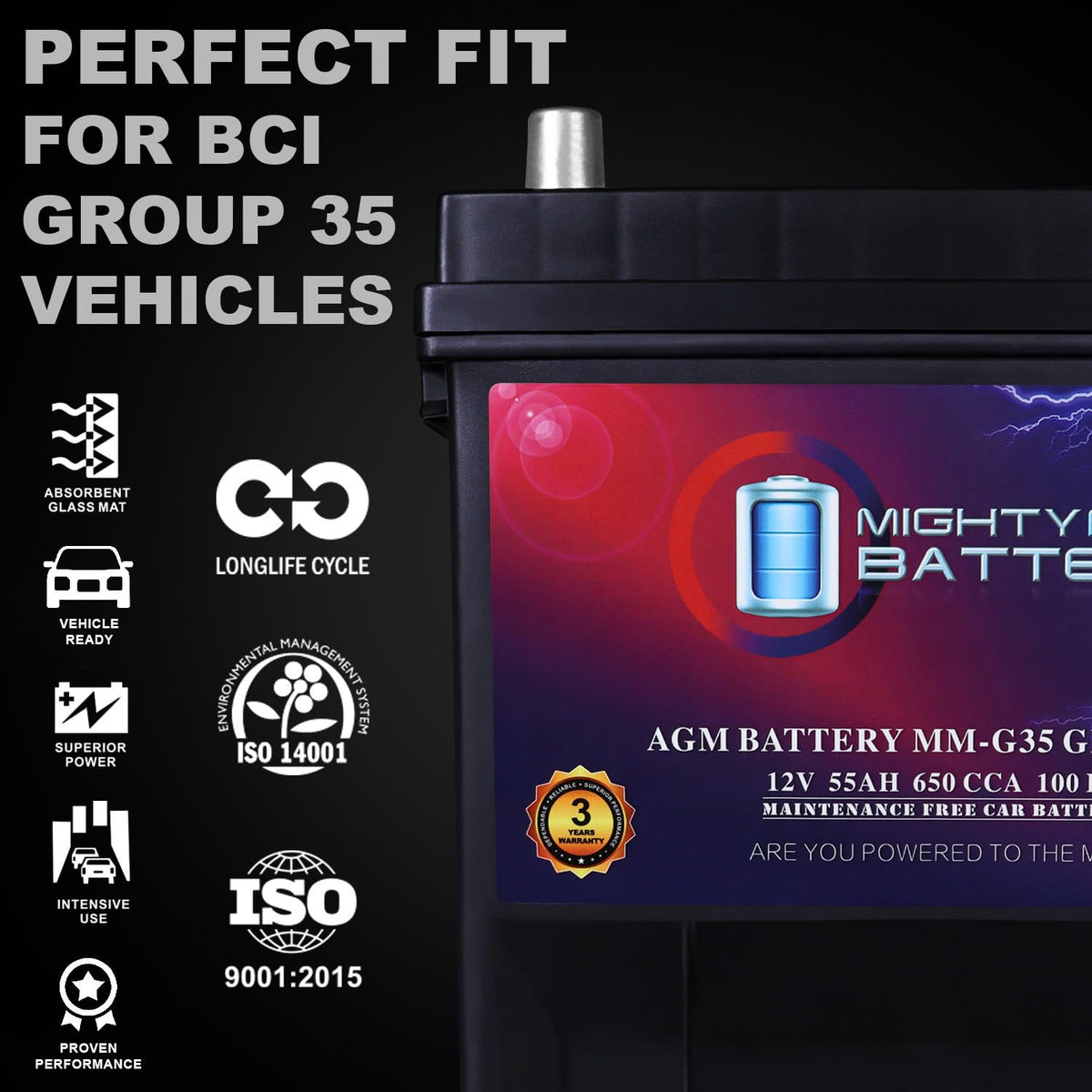 12V 55Ah AGM Replacement Battery L67209