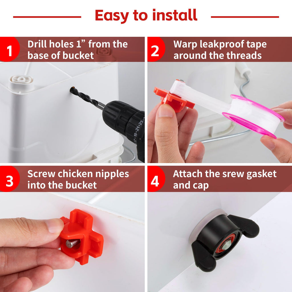 40 Pcs Chicken Waterer Nipples with Drill Bit L5222