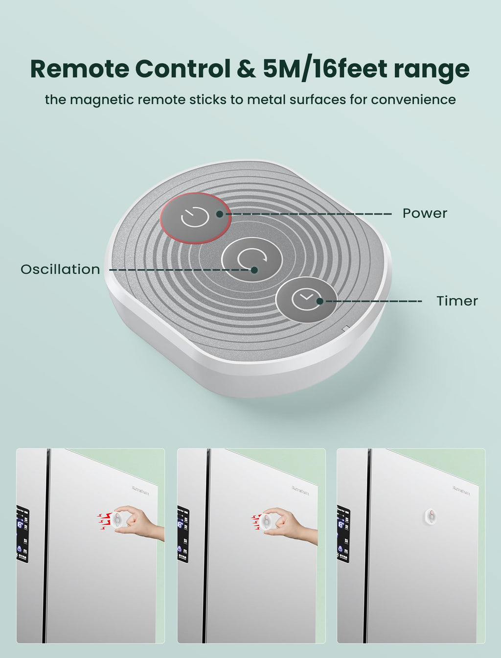 Wall Mounted Oscillating Fan with Remote and Timer, 8.5 Inch 4 Speeds C741