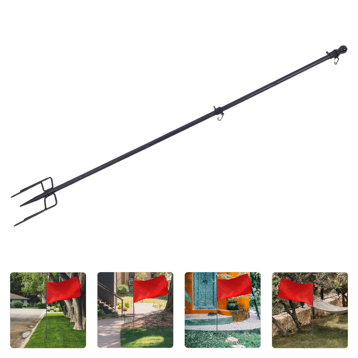 Heavy Duty in Ground Flag Pole Holder with 5 Prongs Base E498951