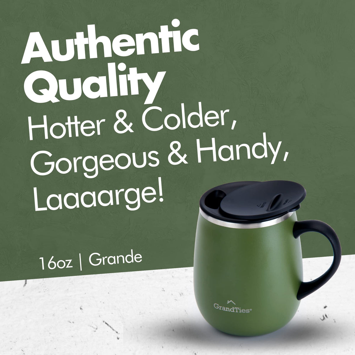 16 oz Insulated Stainless Steel Coffee Mug 2-Pack with Handle & Sliding Lid S232