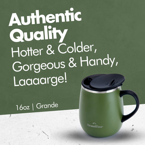 16 oz Insulated Stainless Steel Coffee Mug 2-Pack with Handle & Sliding Lid S232