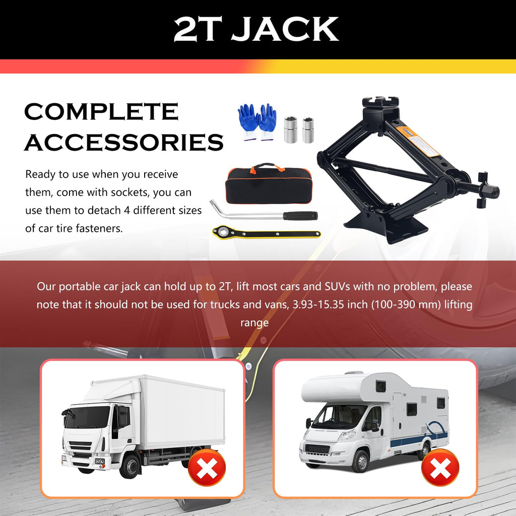 2T Scissor Jack Car Tool Kit Z14935