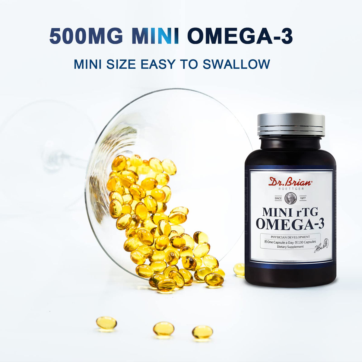 130 Softgel rTG Omega 3 Fish Oil Capsule with EPA/DHA Vitamin D E V5265