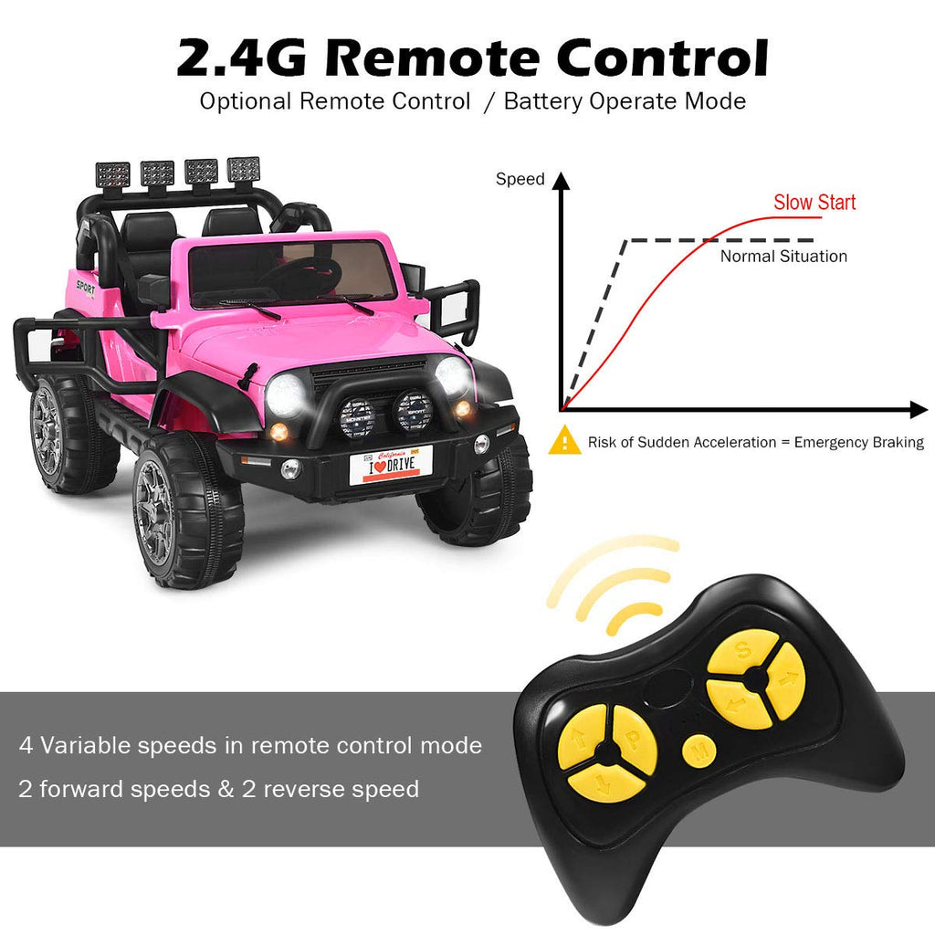 12V Battery Powered Ride on Truck with Remote Control, Pink F5330