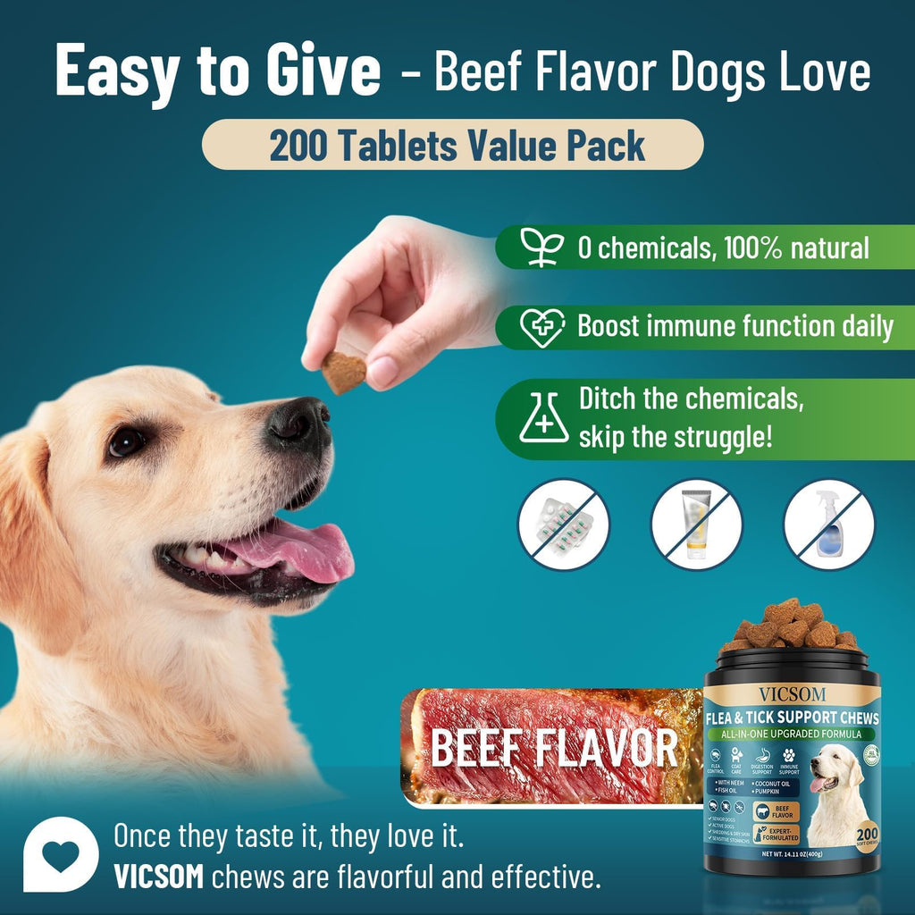 Chewable Flea and Tick Prevention for Dogs & Cats, 400 Treats V9490
