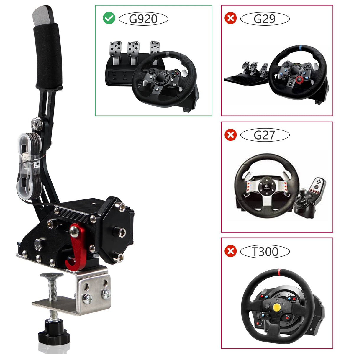 2-in-1 USB Handbrake with Hall Sensor and Clamp R365