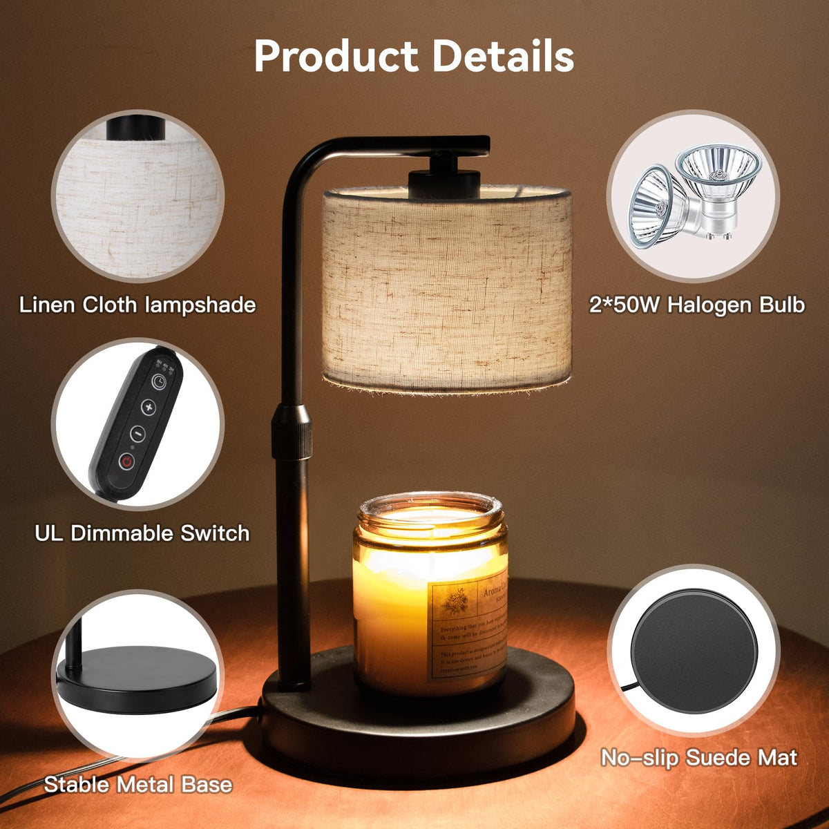 Dimmable Candle Warmer Lamp with Timer W65512