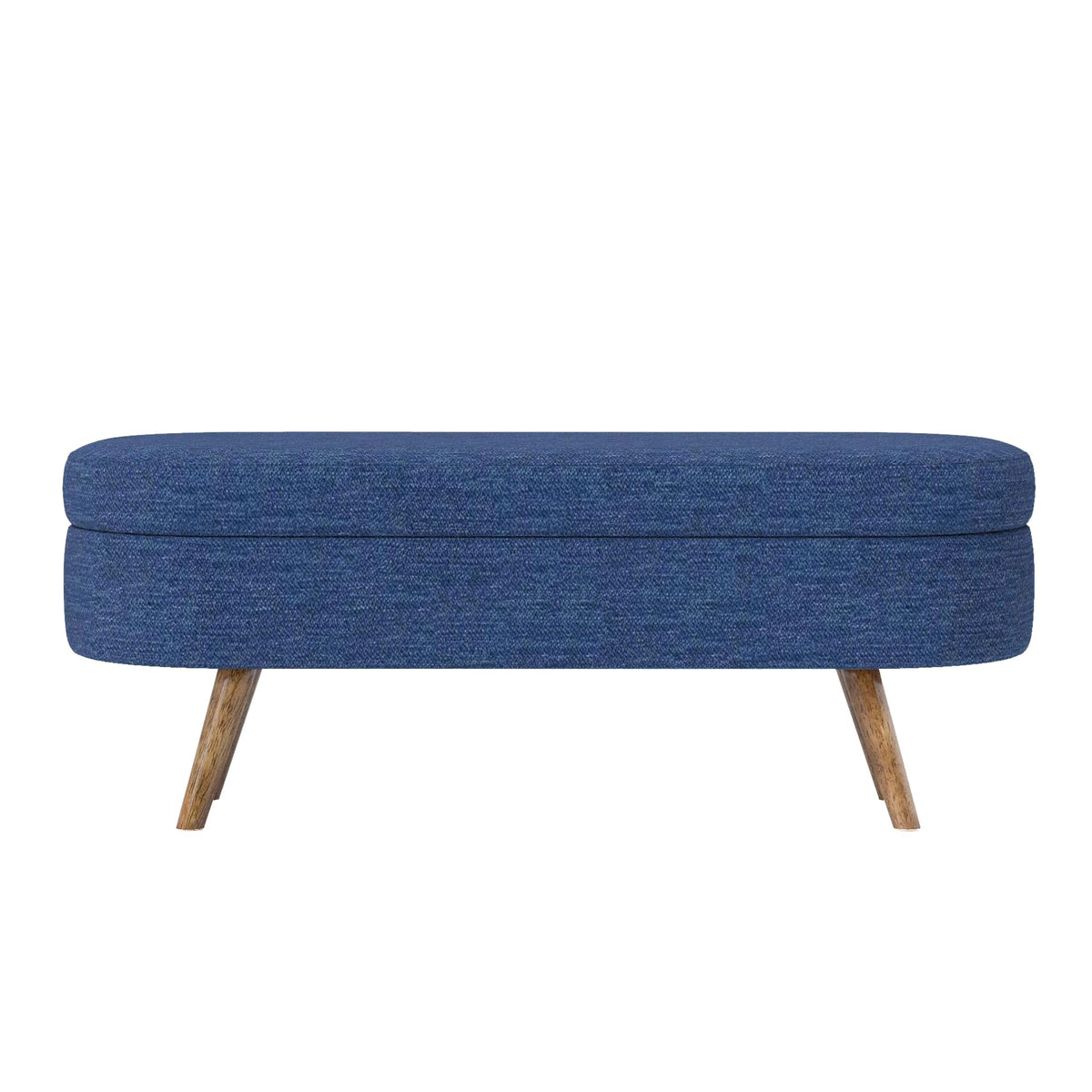 Oval Storage Bench with Rubber Wood Legs, Blue R90962