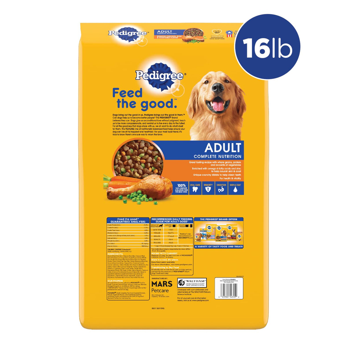 Adult Dry Dog Food Roasted Chicken Rice & Vegetable Flavor Kibble 16 lb. Bag M249