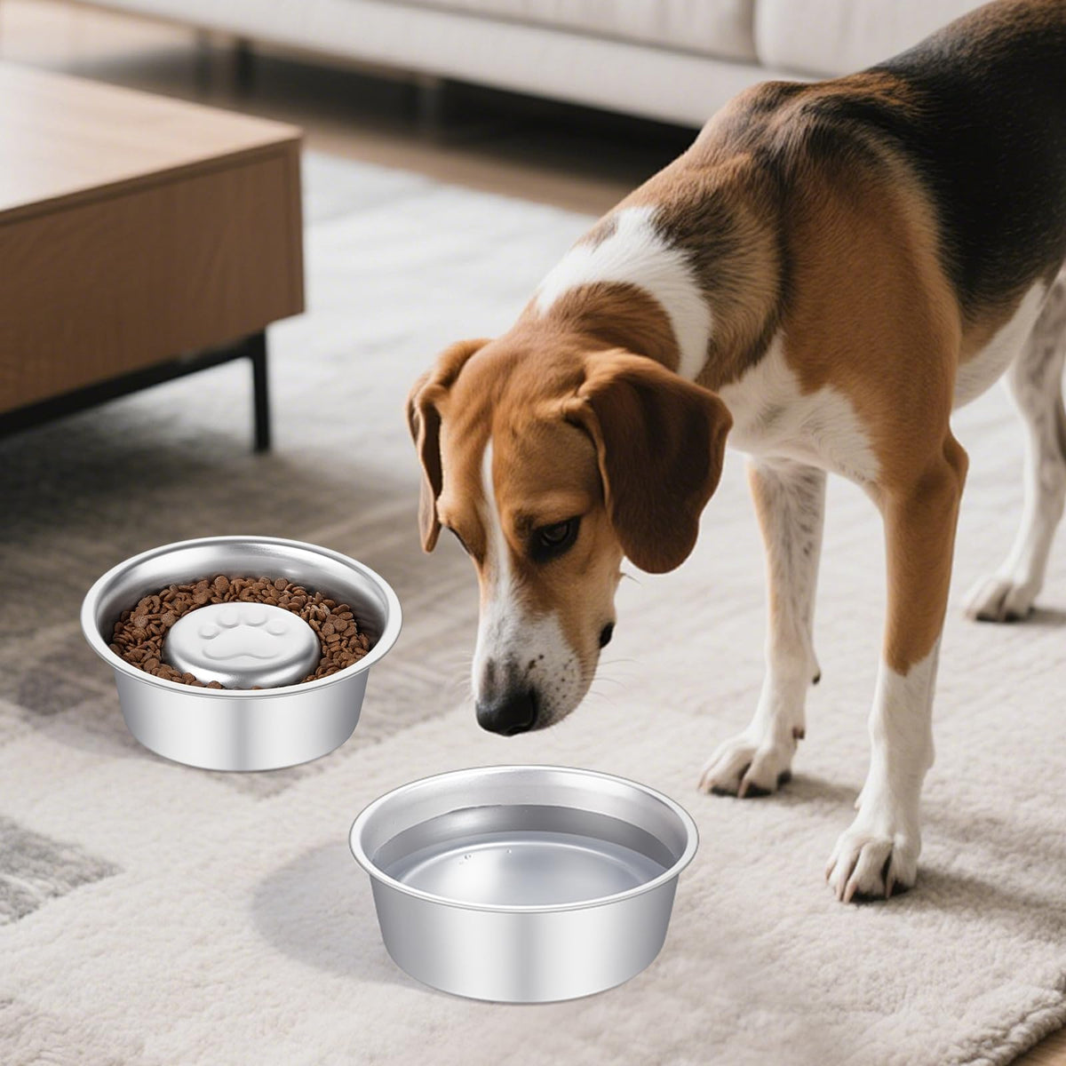 Stainless Steel Pet Dog Water and Food Bowl, 2-Pack Y277800