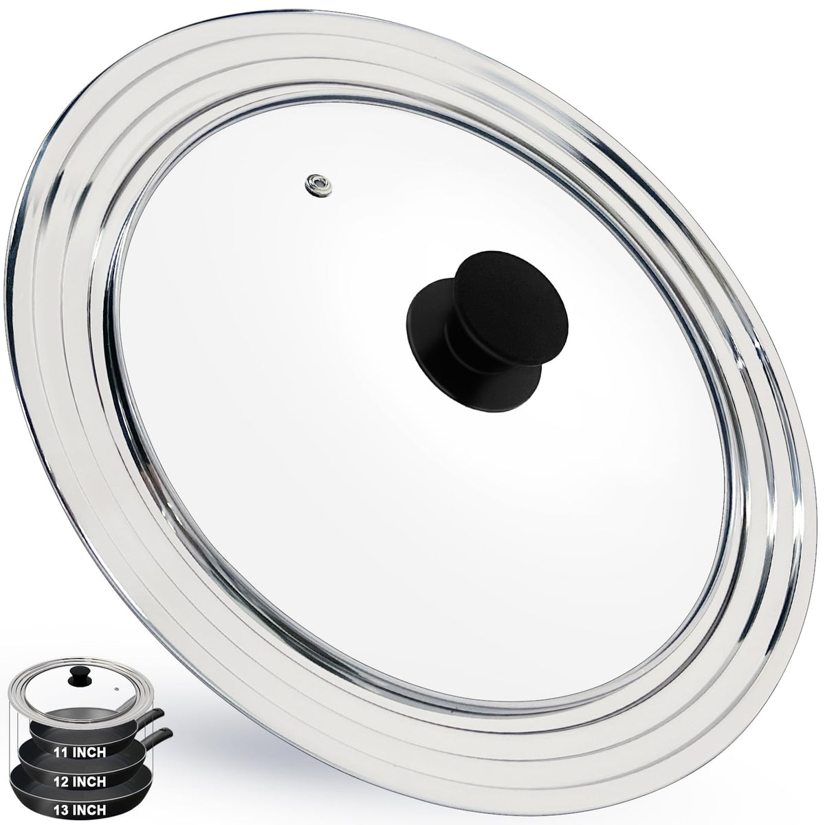13 Inch Stainless Steel and Tempered Glass Pan Lid Z7103