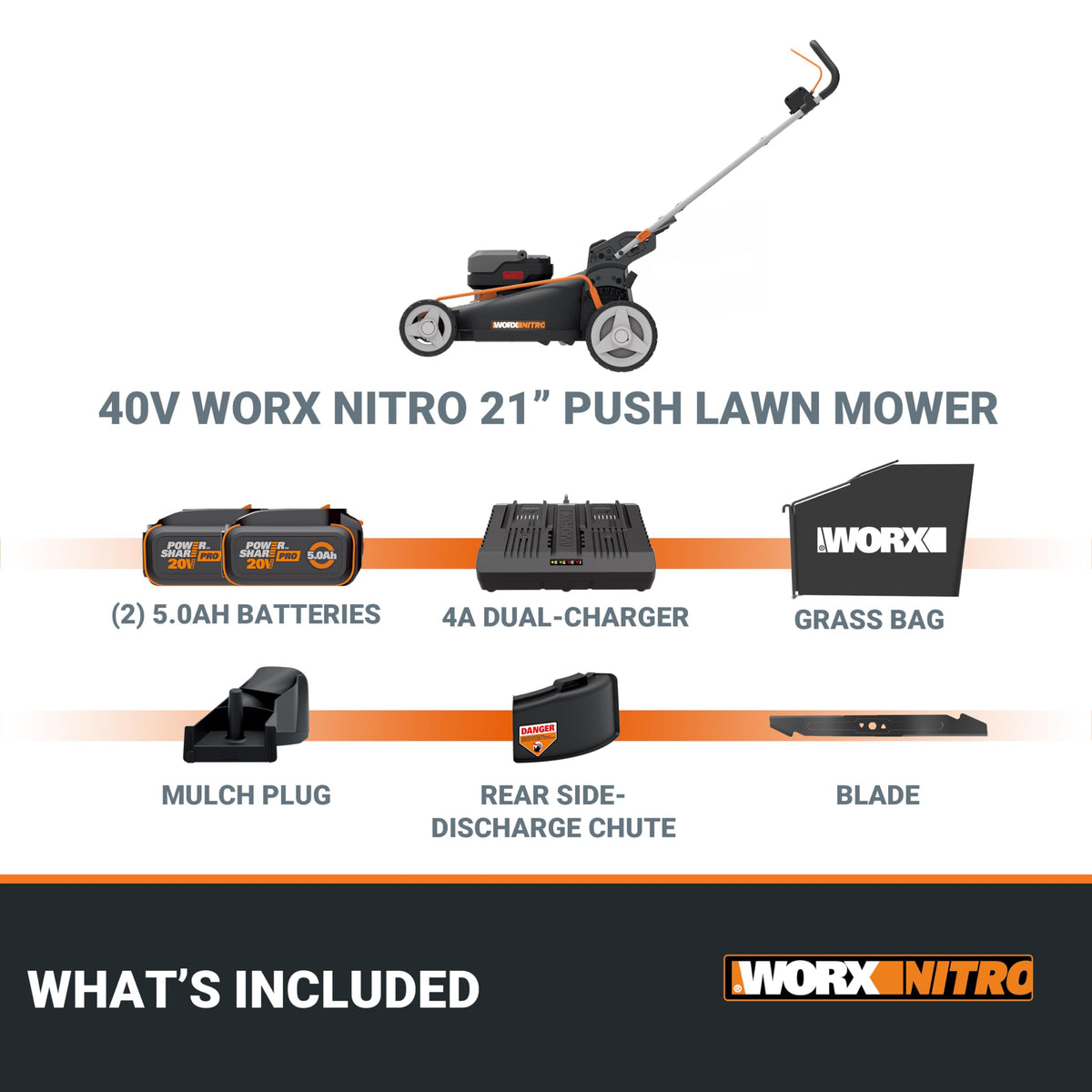 Cordless Lawn Mower, 40V 21" 3-in-1 Grass Mower F58508