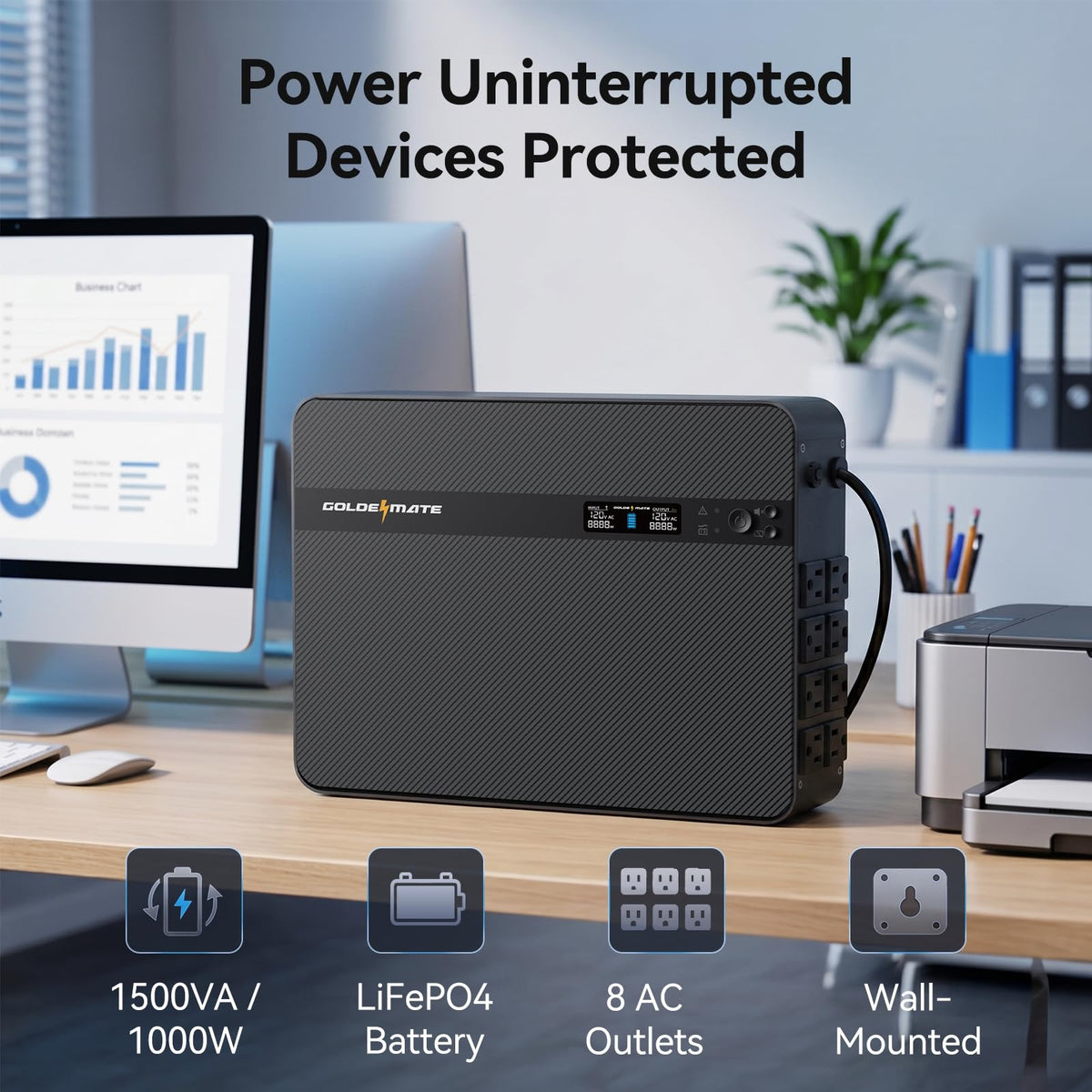 1500VA/1000W Lithium UPS Battery Backup & Surge Protector N593070