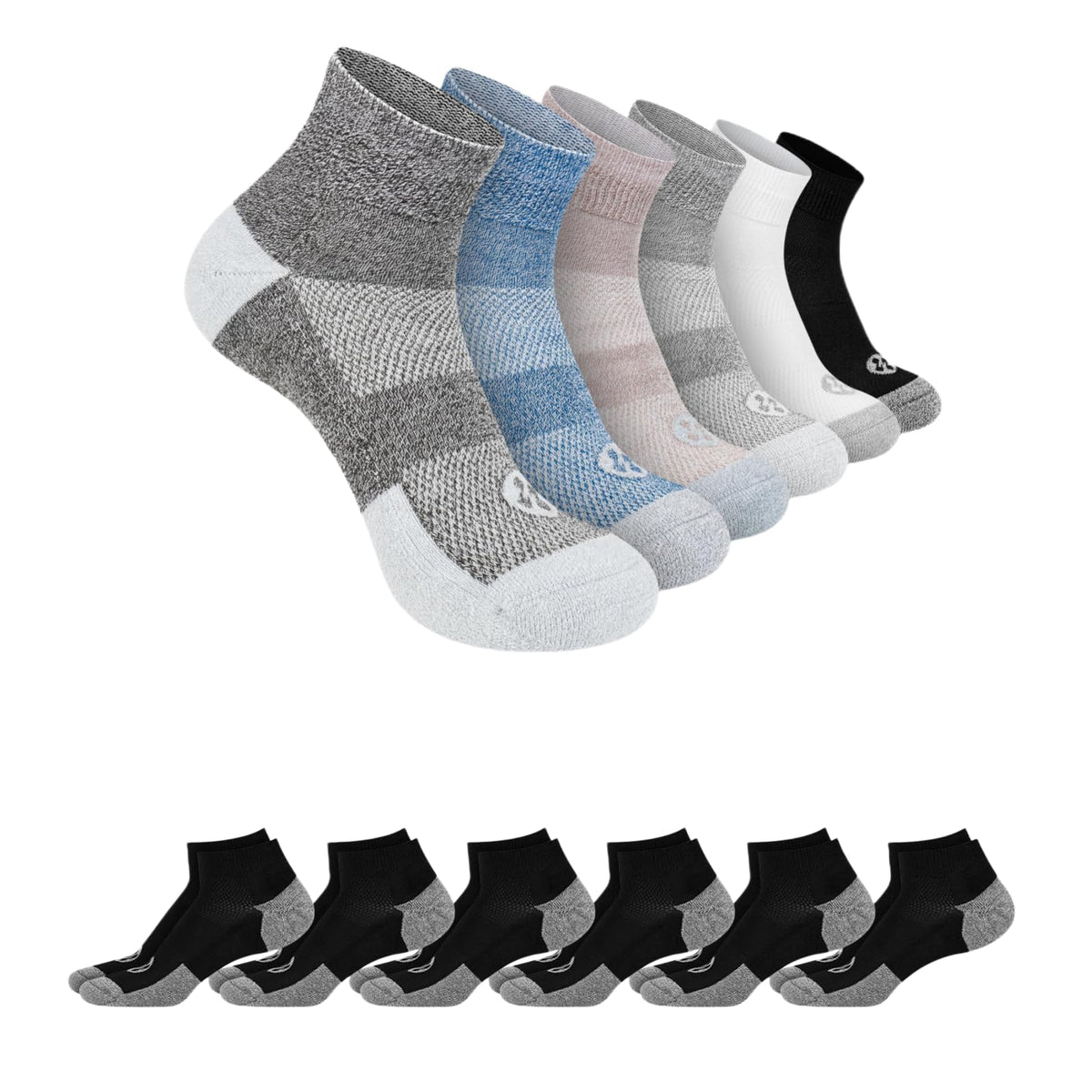 Diabetic Socks for Men, 12 Pairs Ankle & Low Cut Size 9-15 F3321