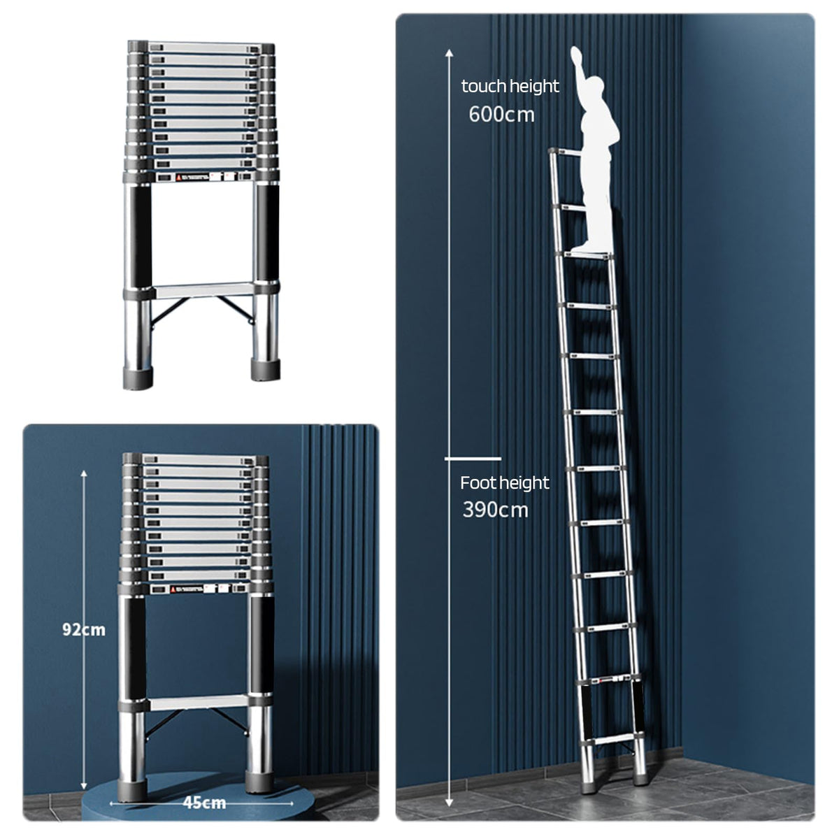 Telescoping Stainless Steel Extension Ladder 330 lbs I365684