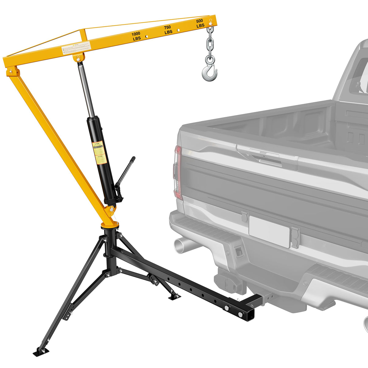 Truck Crane 1000 lb Hydraulic 360 Swivel Yellow G632655