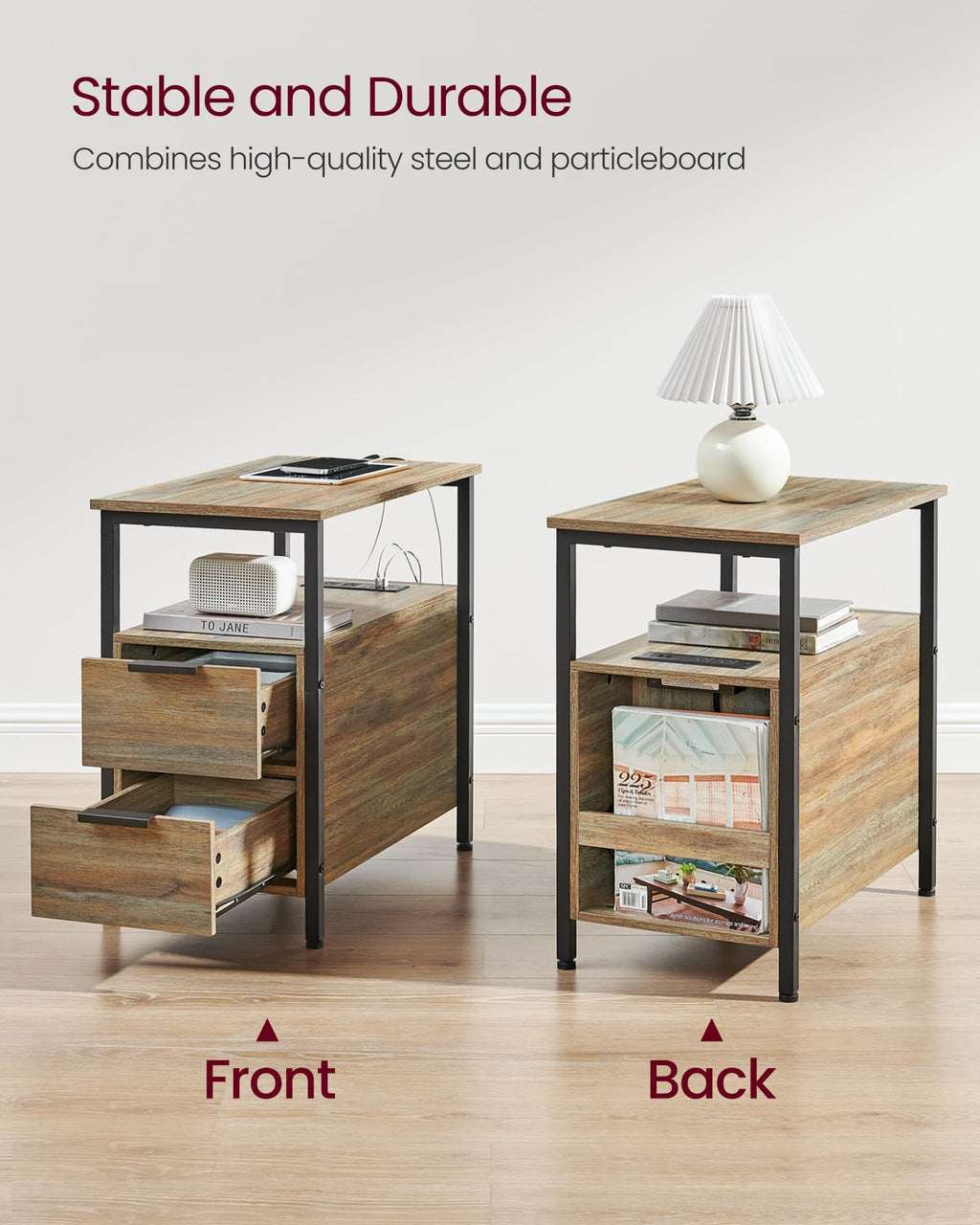 Side End Table with Charging Station Z504