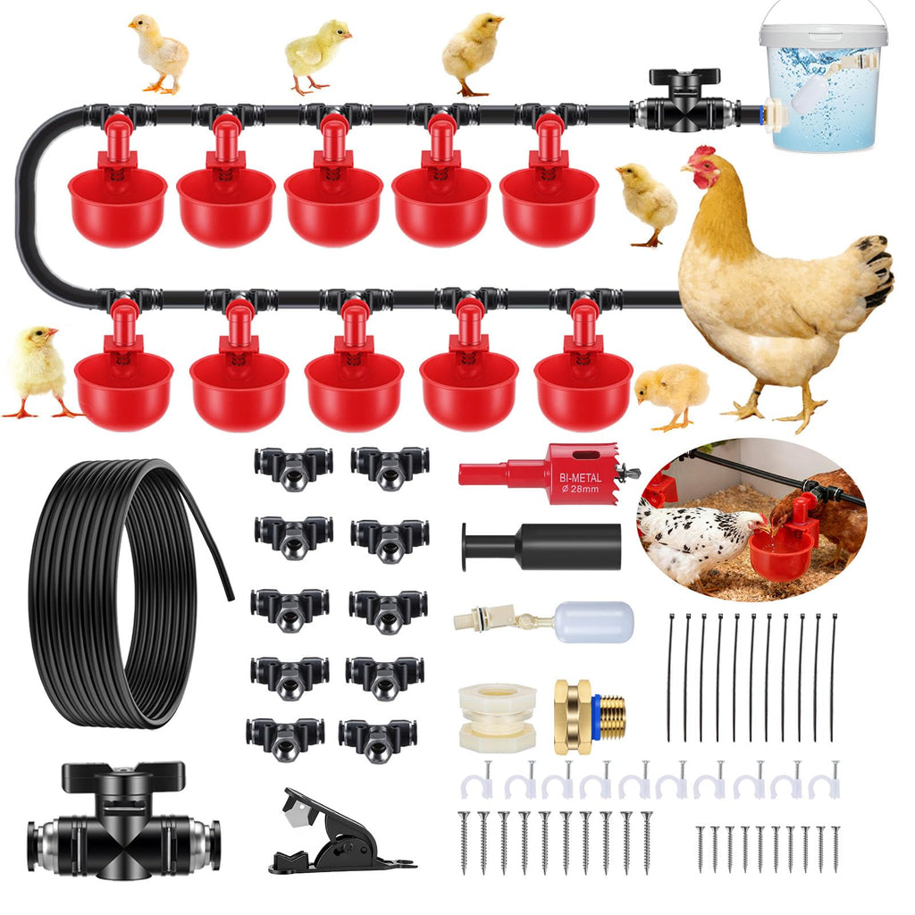 Automatic Chicken Watering System with 10 Red Cups U21630
