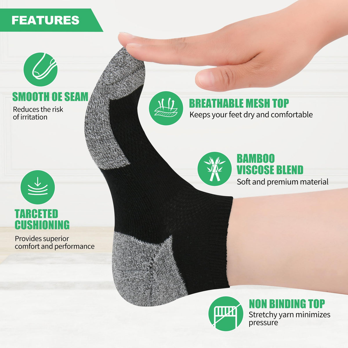 Diabetic Socks for Men, 12 Pairs Ankle & Low Cut Size 9-15 F3321