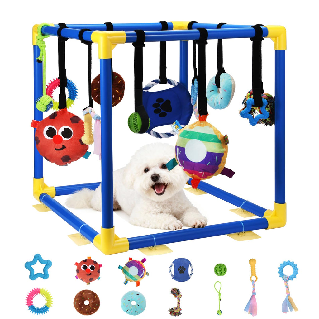 12 Toys Puppy Play Gym with Squeaky Toys F317043