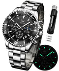 Stainless Steel Analog Quartz Chronograph Waterproof Luminous Watch J82777