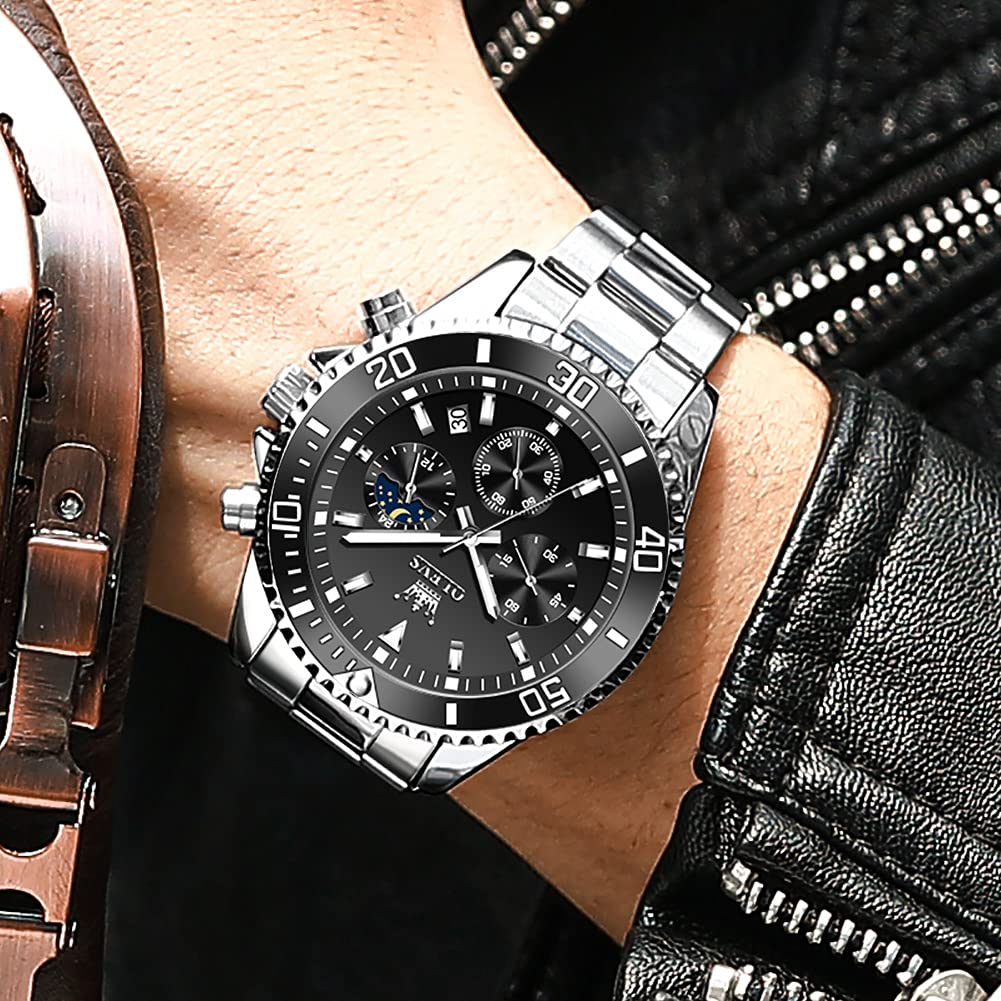 Stainless Steel Analog Quartz Chronograph Waterproof Luminous Watch J82777