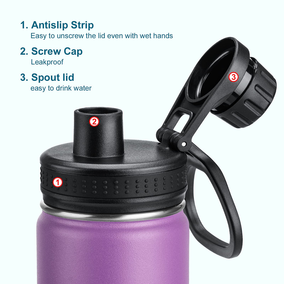 Stainless Steel Vacuum Insulated Water Bottle 16 oz 2 Pack I15128