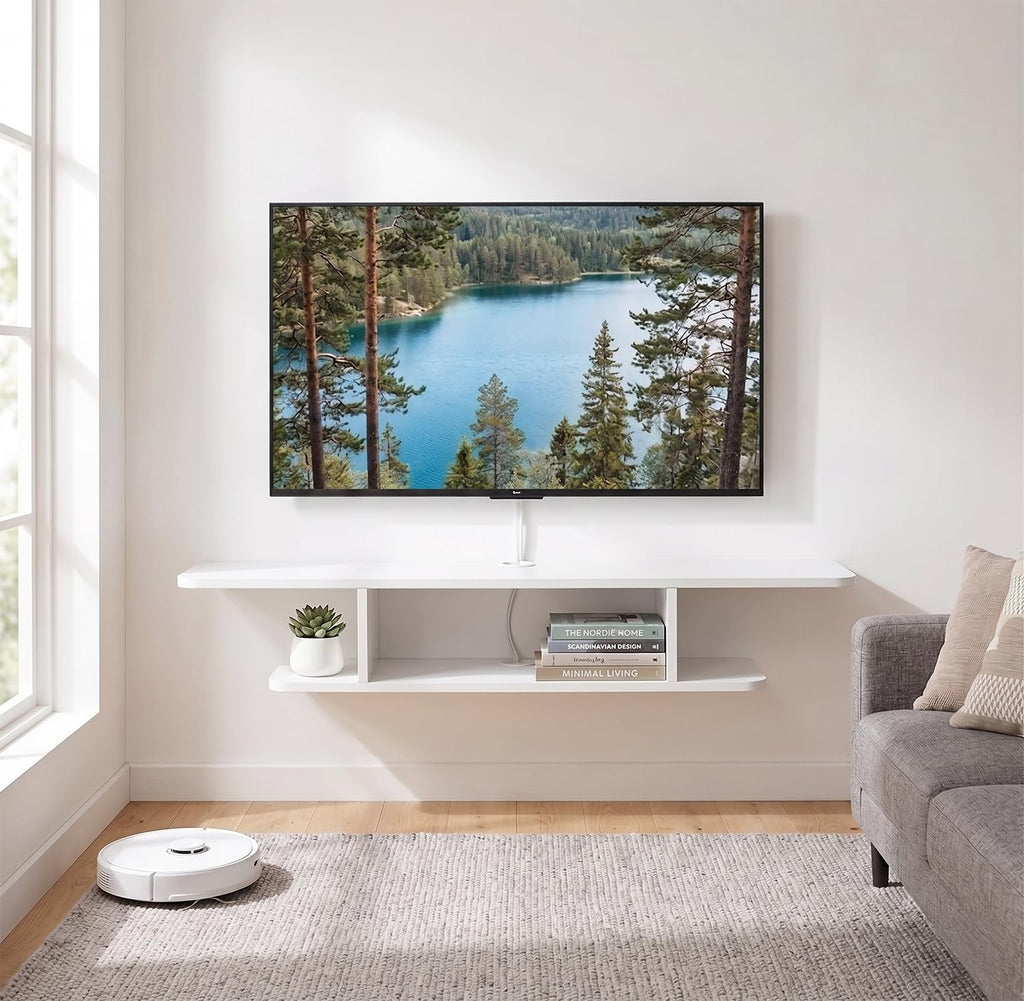 White Floating Wall Mounted TV Stand with Storage S3319