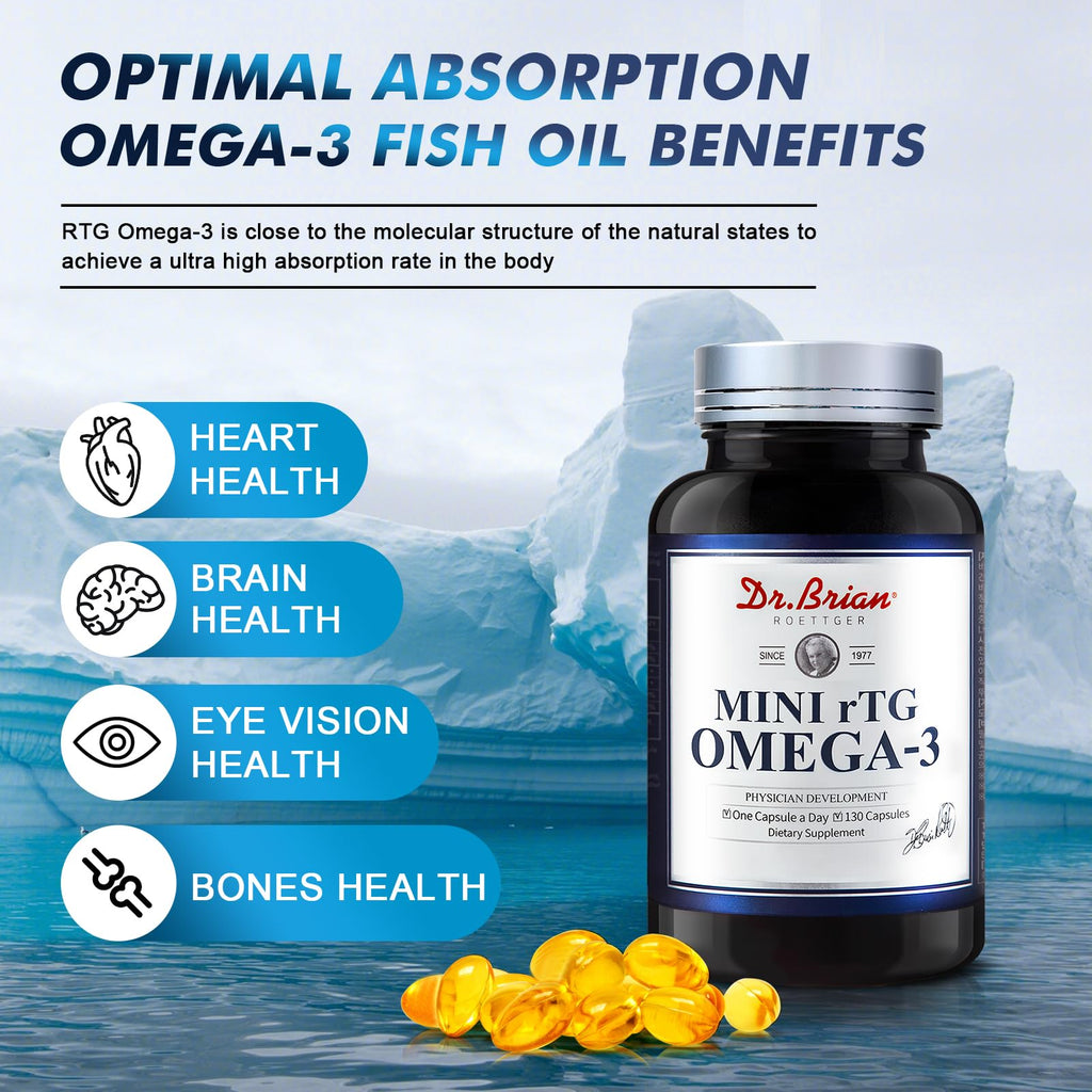 130 Softgel rTG Omega 3 Fish Oil Capsule with EPA/DHA Vitamin D E V5265
