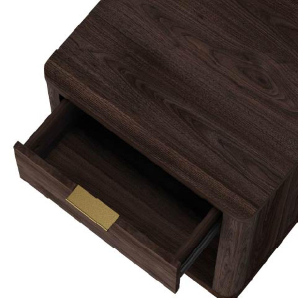 Brown Set of 2 Nightstands with Drawer and Open Shelf T282