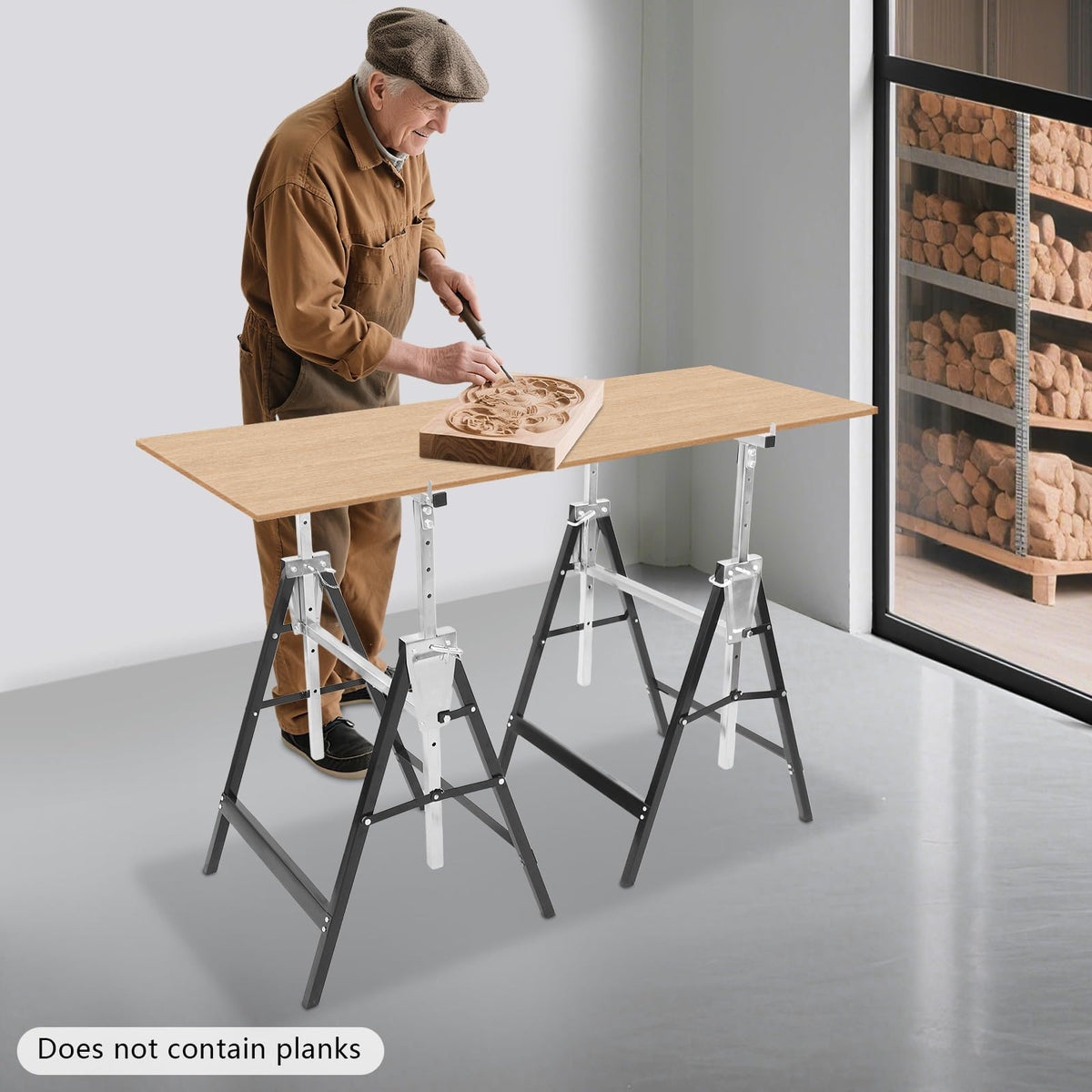 Foldable Steel 2 Pack Adjustable Height Saw Horses M1236