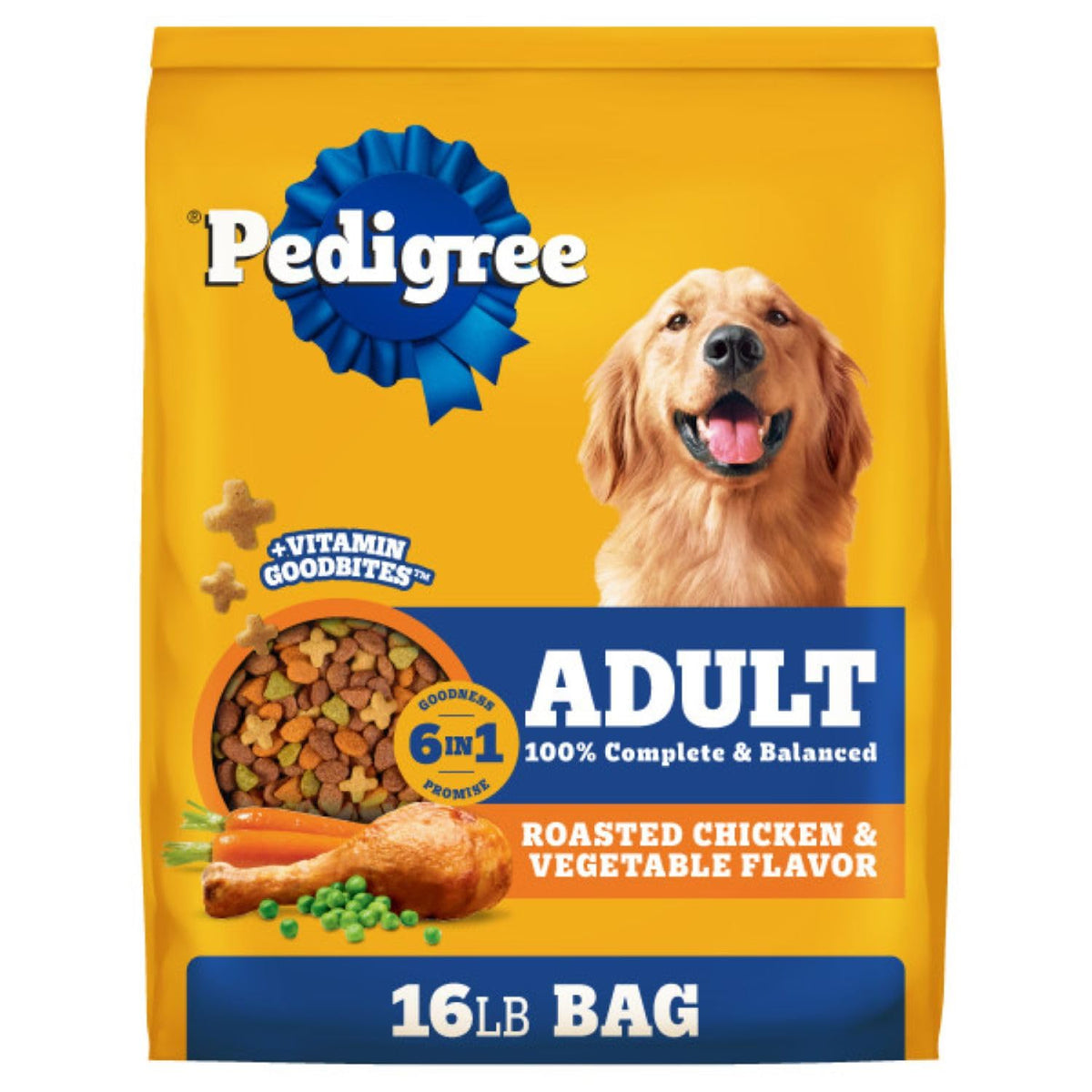 Adult Dry Dog Food Roasted Chicken Rice & Vegetable Flavor Kibble 16 lb. Bag M249