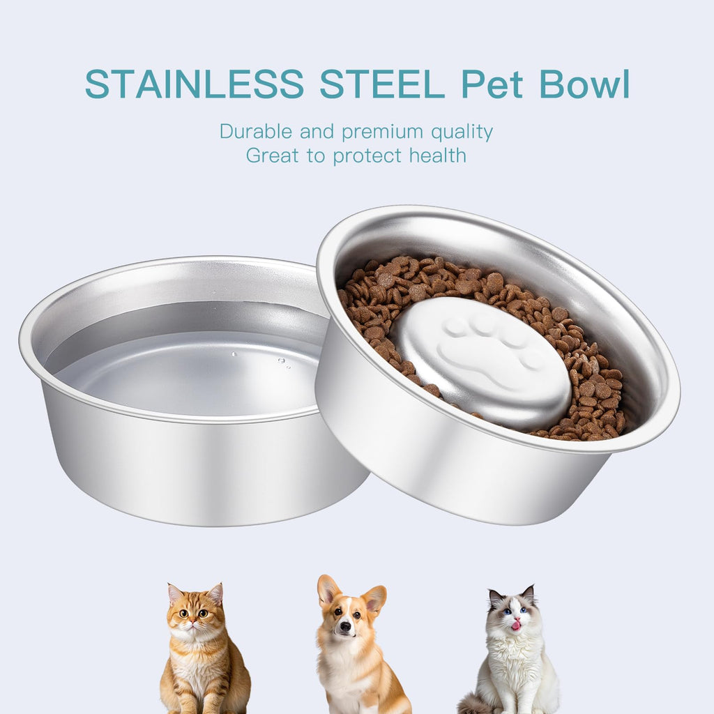 Stainless Steel Pet Dog Water and Food Bowl, 2-Pack Y277800